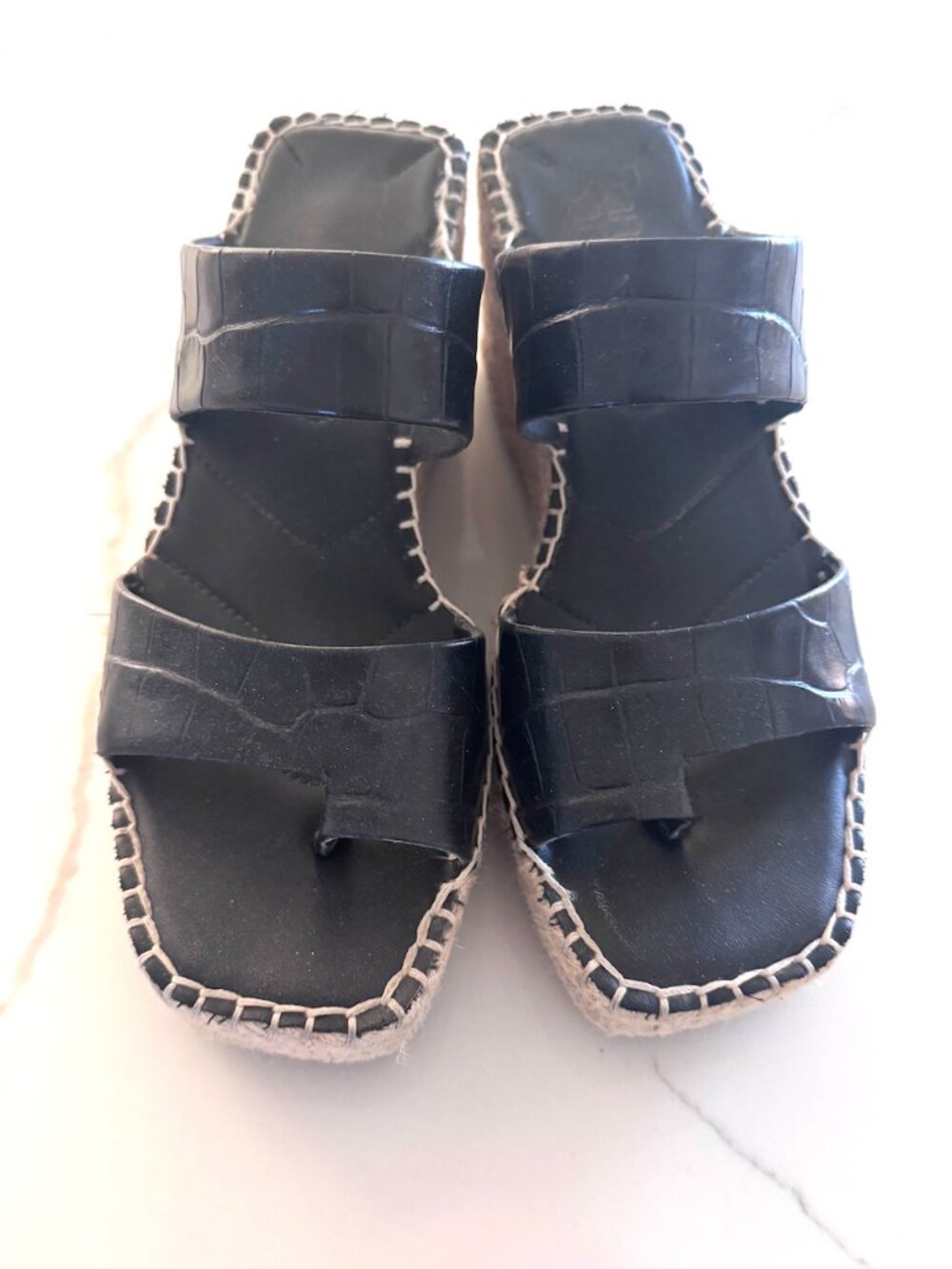 Franco Sarto Black Wedge Espadrille Size 8